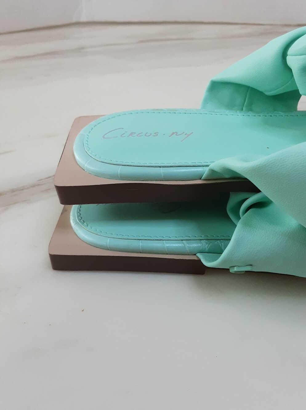 Circus NY by Sam Edelman Iggy Teal Ruched Slide Sandals Sz 9 - Picture 6 of 10
